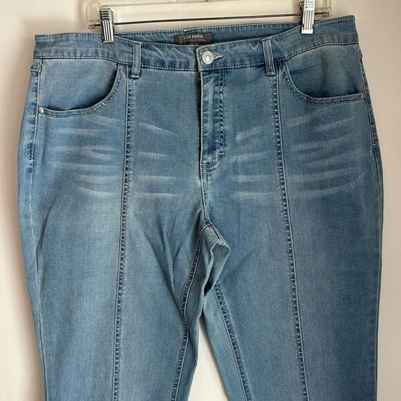 QVC Lisa Rinna Collection Skinny Slit Front Hem Ankle light wash stretch Jean 16 - Picture 3 of 14